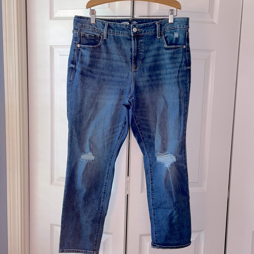 Old Navy Power Slim High Rise Distressed Jeans